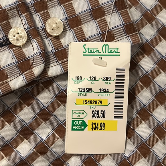 American Modern Alexander Julian Brown Checkered Button Down - Picture 2 of 5